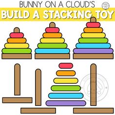 the bunny on a cloud's build a stacking toy is shown in color