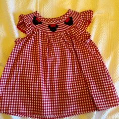 Baby Girl Embroidered Gingham Minnie Dress Xxs Never Worn Minnie Mouse Cotton Short Sleeve Dress, Red Cotton Plaid Dress For Picnic, Cute Cotton Gingham Dresses, Cute Gingham Cotton Dress, Cute Short Sleeve Cotton Plaid Dress, Cute Short Sleeve Plaid Cotton Dress, Red Cotton Minnie Mouse Dress, Minnie Dress, Kids' Dresses