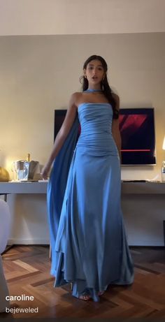 Bday Outfit Ideas Long Dress, Pisces Dress, Blue Long Prom Dress, Graduation Ball, Matric Dress, Bday Dress, Prom Dress Blue, Blue Evening Dress, Prom Dress Inspo