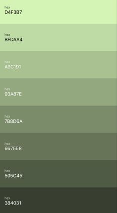 the color chart for different shades of green