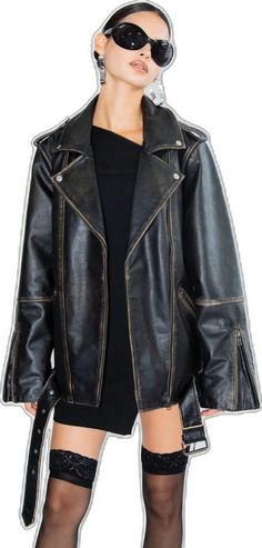 Black Grunge Leather Jacket For Fall, Black Grunge Biker Jacket For Fall, Black Grunge Leather Jacket For Winter, Black Leather Jacket For Winter In Grunge Style, Black Moto Biker Jacket For Alternative Fashion, Distressed Brown Outerwear For Biker Events In Fall, Grunge Winter Outerwear For Biker Events, Grunge Style Winter Outerwear For Biker Events, Black Grunge Outerwear With Zipper