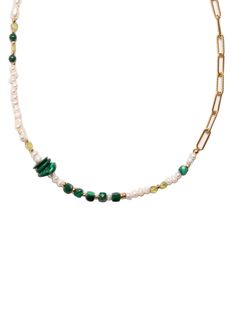 Materials: Freshwater Pearls Malachite Peridot 24 karat gold overlay chain Measurements: -15 1/2" length -1 1/2" extender chain Handmade with love in Orange County Green Beaded Chain Necklace As Gift, Green Necklace With Adjustable Chain For May Birthstone, Green Gold Plated Necklace With Adjustable Chain, Green Beaded Chain Necklace Gift, Green Beaded Chain Necklace For Gift, Green Beaded Necklace With Chain For Gift, Green Emerald Necklace With Chain For Gifting, Green Delicate Chain Necklace Gold-plated, Green Delicate Chain Necklace Gold Plated