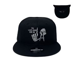 Brand: Unbranded Condition: Brand New/Never Worn Size: 6 5/8 - 7 5/8 (Fits Most Adults) Color: Crown (Black) Brim (Black/Black) Special Note: Unisex, Adjustable, Shipped in a box Details: Structured, Snapback Closure, Six-Panel, High-Profile, Round Retro Flat Bill Tags: Cap, Gift, Casual, Embroidered, Embroidery, All Black, California, Cali, West Coast, Westside, SoCal, South California, Hollywood, Los Angeles, LA, Halloween, Fall, Scary, Creepy, Spooky, Season, Witch, Decoration, Ghoul, Ghouls, Black Fitted Hat With Letter Print For Streetwear, Black Adjustable Snapback Hat With Letter Print, Adjustable Black Snapback Hat With Letter Print, Black Snapback Hat With Letter Print And Flat Brim, Fitted Hats For Streetwear, Black Fitted Hat With Letter Print And Flat Brim, Fitted Snapback Cap For Streetwear, Black Fitted Hat For Streetwear, Trendy Black Fitted Hat With Flat Brim