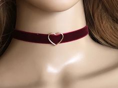 "Om, Heart Choker, Velvet Choker, Sheer Lace Choker, Pink Choker, Black Choker, Burgundy Choker, Wine Choker, Valentines Day Gift, Gothic Jewelry  Gorgeous handmade chokers  -Black velvet Choker -Burgundy velvet choker  -Sheer pink lace choker  Length: approximately 12.5\" + 2\" Extender  Finishes: gold plated chain and clasp Lead and nickel safe Feel free to contact me if you any questions  Thank you for visiting!" Red Choker, Lizzie Hearts, Black Lace Choker, Pink Choker, Choker Black, Handmade Chokers, Black Velvet Choker, Bridal Choker, Lace Choker