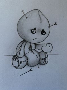 a drawing of a teddy bear with a bug on it's head and eyes