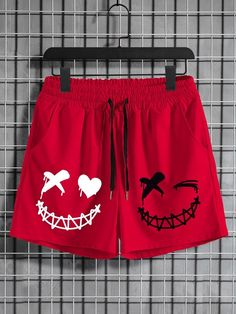 The shorts arrived much lower than the photo much thinner material and the size not compatible. I didn't like the exchange! Red Shorts Outfit Men, Stem Outfits, Men Cartoon, Futuristic Shoes, Custom Shoes Diy, Big Men Fashion, Red Streetwear, Running Shorts Men