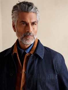 Reach for this Italian denim chore coat when the season calls for lightweight luxury in the face of transitioning weather, as a sumptuous fabrication is a cozy comfort to falling leaves and looming snowflakes.  WARM: Unlined and perfect for layering. Mens Chore Coat, Rugged Medium Wash Denim Jacket, Luxury Rigid Denim Outerwear For Men, Men’s Chore Jacket, Men’s Chore Coat, Core Wardrobe, Chore Coat, Important People, Falling Leaves