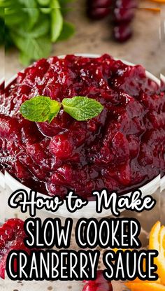 how to make slow cooker cranberry sauce with oranges and mint leaves