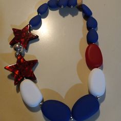 Fun Americana Necklace & Earring Set , Perfect For Summer Holidays. Very Fun In Classic Red, White, & Blue With Silver Accents. New From Market, Nwt. Statement Piece For Sure..... Blue Patriotic Necklace For Gift, Patriotic Blue Necklace For Gift, Patriotic Blue Jewelry For Party, Patriotic Multicolor Necklaces For Gifts, Patriotic Round Beads Necklace As Gift, Patriotic Round Beads Necklace Gift, Patriotic Blue Round Bead Jewelry, Adjustable Blue Patriotic Necklace, Handmade Blue Patriotic Jewelry