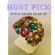 *** Host Pick - Style Crush Party - 10/20/19 *** Nwt Chunky Statement Arm Cuff / Bracelet Made With Red, Green, Blue Yellow And Orange Glass Crystals & Slp (Silver Plated Brass) Approx. 8.5" When Closed Fully. Approx. 2.5" Wide It Opens And Closes On A Slp (Silver Plated Brass) Hinge. Multicolor Bangle Cuff Bracelet For Party, Arm Cuff Bracelet, Brass Hinges, Arm Cuff, Style Crush, Womens Jewelry Bracelets, Crystal Glass, Blue And Silver, Bracelet Making