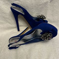 Dbdk Fashion Blue 5.5” Stiletto. Size 6. Strap Around Ankle. Blue Spike Heel. Item#899 Blue Pointed Toe Heels With Stacked Heel, Luxury Blue Party Heels, Electric Blue Shoes High Heels, Luxury Blue Synthetic Heels, Blue Suede Heels With 4-inch Heel, Spike Heels, Shoes Women Heels, Shoes Heels, Women Shoes