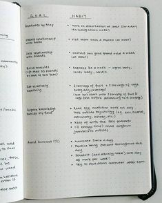 an open notebook with some writing on the pages and numbers in each page, including words