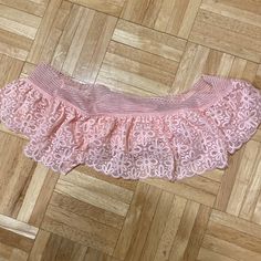 Pink Flounce Bandeau Top With Short Sleeve Flounce Sleeves. Excellent Condition Never Worn! Feminine Sleeveless Bra For Spring, Lace Bandeau Top For Spring, Summer Party Bra With Lace Trim, Strapless Lace Crop Top For Spring, Victoria's Secret Lace Tops For Spring, Lace Tube Top For Spring, Victoria's Secret Tops With Lace Trim And Stretch, Victoria's Secret Lace Tops For Summer, Summer Strapless Lace Bra