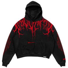 Reign of Blood - Heavy Oversized Hoodie 400GSM Gothic Hooded Sweatshirt For Streetwear, Red Halloween Sweatshirt For Streetwear, Red Halloween Streetwear Sweatshirt, Red Sweatshirt For Halloween Streetwear, Oversized Red Hoodie For Streetwear, Red Band Merch Sweatshirt For Streetwear, Shifting Closet, Stay Cold Apparel, Black And Red Hoodie