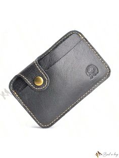 Bird in Bag - Elegant Leather Card Case With Secure Closure Black Leather Rectangular Wallet, Casual Wallets With Card Slots, Black Leather Coin Purse With Coin Pocket, Black Travel Wallets With Snap Closure, Black Travel Wallet With Snap Closure, Black Leather Coin Purse With Rfid Blocking, Classic Black Card Holder For Daily Use, Black Bifold Wallet For Everyday Use, Black Bifold Wallet For Daily Use