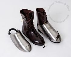 These boots were specially created to combine the medieval look and the modern, convenient boots tradition.  These boots cover the foot well. Thanks to the lacing, they fit the lower leg and foot well without restricting movement. The thick leather also provides extra protection under armor and holds its shape. Material: high-quality natural leather (particular shoe type  of leather); A sole from a modern protector against sliding and attrition; Size: Custom; It can be crafted for order in 3 weeks. Brown leather and original pattern meet medieval counterparts and perfectly fit the Medieval and Renaissance costume and armor.  The basic model has a strap for the attachment of sabatons, but it can be made without it by request.  You can order boots and sabatons separately, but the kit will co Medieval Boots With Leather Sole For Festivals, Leather Sole Boots For Medieval Festivals, Shoes With Straps, Armor Boots, Medieval Belt, Larp Costume, Costume Shoes, Lower Leg, Unisex Shoes