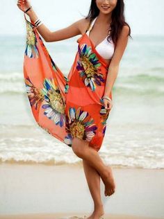 Additional Quantities Available - Contact Me Swim, Beach Cover Up. One Size Fits Most. This is a large scarf that is a wrap around almost is a dress, there are 6 Colors in the pattern of this style. The colors in this scarf are very vibrant. Floral Beach Dress, Pareo Skirt, Casual Beach Wear, Swimming Beach, Summer Beach Dress, Women Halter, Beach Swimsuit, Women's Cover Up, Swimwear Cover Ups