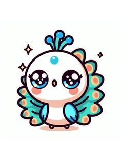 a cute little bird with big eyes sitting on top of it's back legs