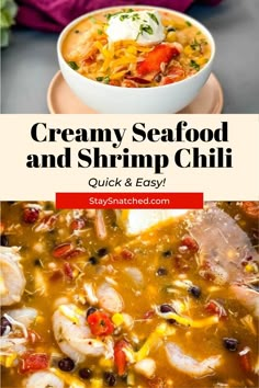 creamy seafood and shrimp chili is an easy soup recipe that's ready in under 30 minutes