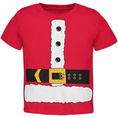 Santa Claus Costume Toddler T-Shirt Red Short Sleeve T-shirt For Gift, Casual T-shirt With Character Print As Gift, Holiday Cotton Top With Character Print, Holiday Cotton Tops With Character Print, Cotton Top With Character Print For Holidays, Christmas Cotton T-shirt Gift, White Christmas T-shirt With Character Print, White Christmas Character Print T-shirt, Cotton T-shirt With Screen Print For Gift