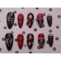 Custom Preorder Visual Kei /gyaru press on Nails With 2 3D Handmade Etsy Vkei Nail, Vkei Nails, Nails Inspired, Fall Nails, Visual Kei, Nails Acrylic