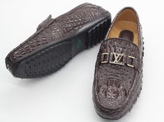 Brown Men's Shoes Loafers Genuine Alligator Skin Leather Handmade #SBR02 | eBay Brown Crocodile Pattern Slip-on Moccasins, Casual Leather Loafers With Crocodile Pattern, Leather Moccasins With Crocodile Pattern, Business Brown Crocodile Pattern Moccasins, Brown Crocodile Pattern Loafers With Round Toe, Mens Loafer, Custom Shoes Men, Mens Loafers Shoes, Alligator Skin