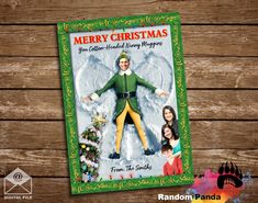 Funny Elf Christmas Card, Elf Family Portrait Holiday Card Buddy The Elf Christmas Card, Elf Christmas Card, Funny Xmas Cards, Movie Christmas, Cotton Headed Ninny Muggins, Movie Card, Elf Movie, Snow Angel, Buddy The Elf