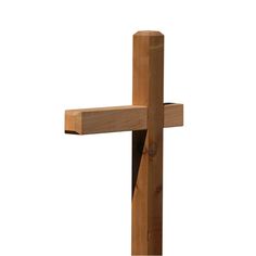 a wooden cross is shown against a white background