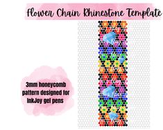 an image of a flower chain pattern with the text, flower chain rinestone template