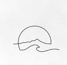 the outline of a wave in front of a white paper with black ink on it