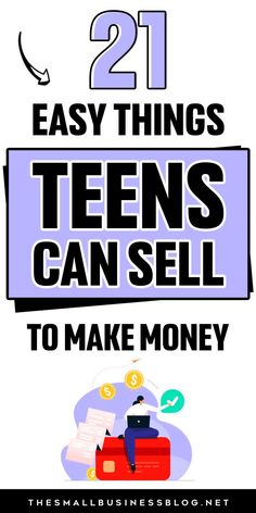 List of 21 easy things teens can sell to make money, including ways to make money, earn from home, ideas, and make money from home tips. Things For Teens, Make Money As A Teen, Earn From Home, Full Time Work, Ways To Make Money, Business Blog