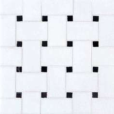 Black & White Basketweave Mosaic White Tile Wall, Home Tiles Design, Mosaic Materials, Backsplash Accent, Home Tiles, Thassos Marble, Mosaic Floor Tile, Mosaic Floor, Unique Tile