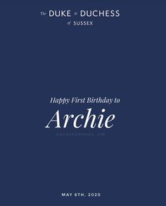 a blue birthday card with the words happy first birthday to archie