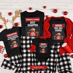 Family Christmas Pajamas, Matching Holiday Pajamas for Family, Christmas PJs, Family Christmas Shirts, Gingerbread North Pole Correctional All shirts will be printed Black Color ❤️ Product Details: solid color unisex tees are super soft ring-spun cotton heather tees are a soft cotton-poly blend light fabric (4.2 oz/yd²) loved by all name brand Bella+Canvas runs true to size in a loose fit excellent quality print ❤️ HOW TO ORDER T-SHIRT 1-) Please, Check and Review all Photos. 2-) Select Your T-s Pjs Family, Family Christmas Pjs, Christmas Pajamas Matching, Christmas Pjs Family, Pajamas Matching, Family Pjs, Christmas Pj, Pole Nord, Black Jokes