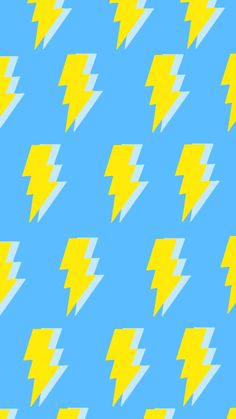 a blue background with yellow and white lightning boltes on it's sides,