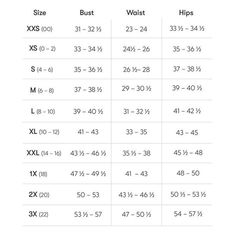 the size chart for women's shoes