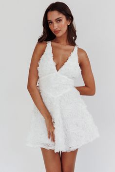 Lavalle Criss-Cross Embellished Mini Dress White by Selfie Leslie Embellished Mini Dress, Mini Dress White, Mini Dress Fashion, Romantic Dinner, Split Maxi Dress, Dinner Date, Iron Material, Reception Dress, Knit Mini Dress