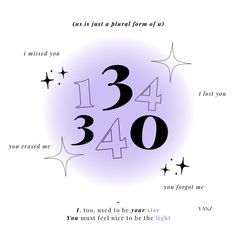 the numbers are written in black and white on a purple circle with stars around it