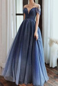 Welcome to our shop!  Ombre Blue Off Shoulder Prom Gown,Tulle Prom Dress,Lace Prom Dress,A Line Ball Gown,Evening Dress,Cocktail Dress,Long Dress,Strapless Dress About the size: Please refer to the size chart provided in the listing before purchasing, thank you. If you don't have the right size, you can contact me for custom sizes. There is no extra cost for customisation If you have any problems,please feel free to contact me. Enjoy shopping! Off Shoulder Prom Dress, Blue Ball Gowns, Long Cocktail Dress, Stunning Prom Dresses, V Neck Prom Dresses, Lace Prom Dress, Ball Gowns Evening, Dress Cocktail, Tulle Prom Dress