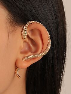 Snake Shape Earhook Earrings B SILVER-One_size Ear Climber Earrings Gold, Snake Ears, Front Back Earrings, Ear Climbers Earrings, Snake Jewelry, Chic Earrings, Snake Earrings, Snake Design, Climber Earrings