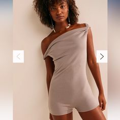 Nwt Free People Beach Romper Size M Cream/Gray Color Size M Fitted Gray Jumpsuit For Summer, Beach Rompers, Free People Beach, Free People Pants, Pant Jumpsuit, Gray Color, Jumpsuit Romper, Free People, Pants For Women