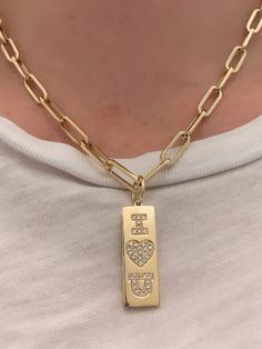 14k GOLD .19 CT GENUINE DIAMONDS 1" IN LENGTH 1 CM IN WIDTH Necklace Pendants, My Jewelry, My Jewellery, Jewelry Box, I Love You, Love You