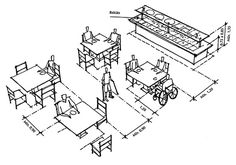 an architectural drawing shows the various parts that are needed to build a house, including tables and chairs