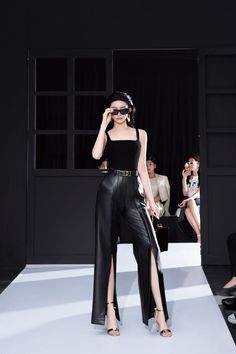 Beles Straight Slit Hem Leather Floor Length Pants - MEAN BLVD Black Velvet Fabric, Mean Blvd, Mode Casual, Velvet Top, Stretch Top, Peplum Hem, Lace Midi Dress, Velvet Tops, Fancy Outfits