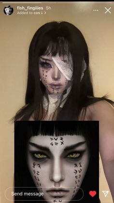 Halloween Black Hair Costume, Black Hair Halloween Costumes Ideas, Halloween Makeup 2024, Halloween Costumes Black Hair, Black Hair Halloween Costumes, Tattoos Disney, Cute Halloween Makeup, Punk Makeup, Pretty Halloween Costumes