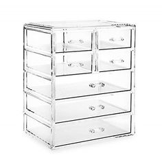 a clear drawer with five drawers on it