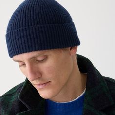 Brand New With Tag 100% Cashmere Outdoor Blue Beanie Hat, Blue Outdoor Beanie Hat, Outdoor Blue Knitted Beanie, Blue One-size Beanie, Navy Beanie, Navy Hat, Navy Hats, Cashmere Beanie, J Crew