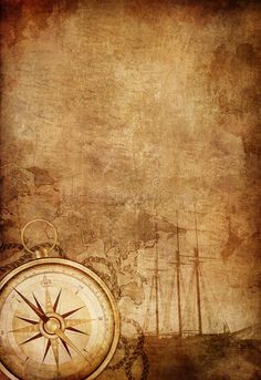 an old paper with a compass and ship in the background stock photo - royaltying