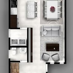 an overhead view of a two bedroom apartment