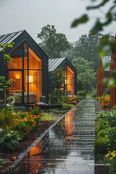 a row of small houses sitting next to each other